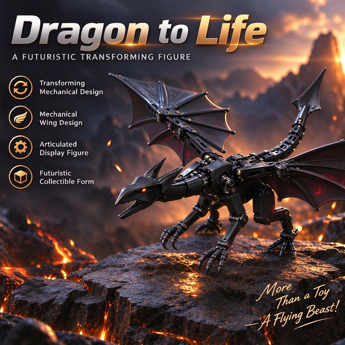 🔥 Flying Mechanical Dragon Transforming Toy