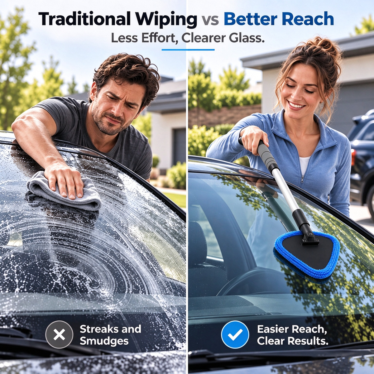 Dual-Sided Car Window Cleaner | Streak-Free Cleaning Kit