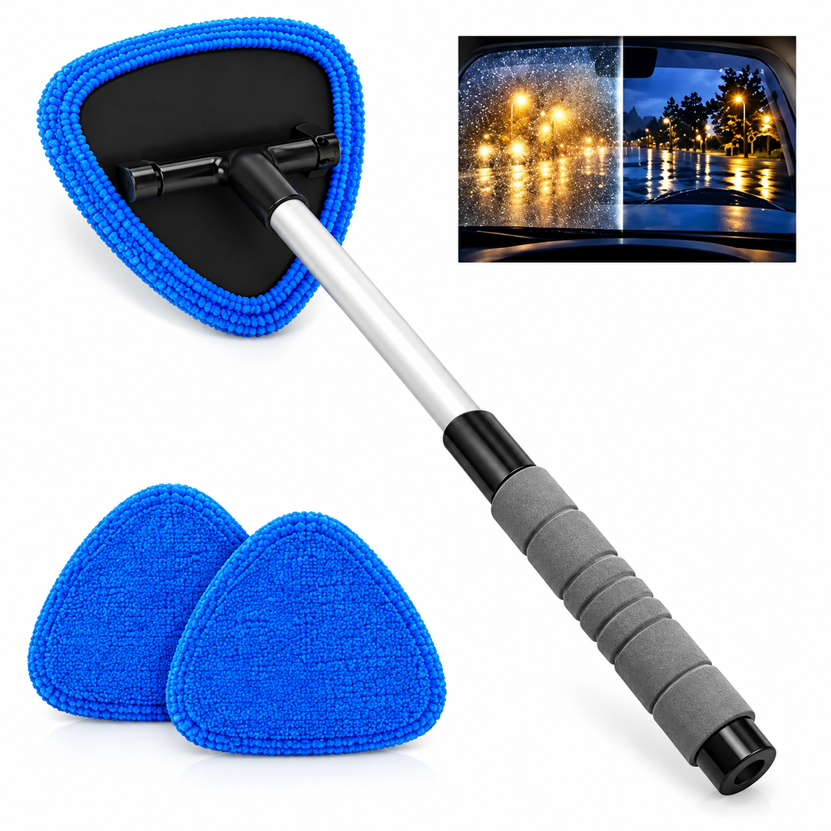 Dual-Sided Car Window Cleaner | Streak-Free Cleaning Kit